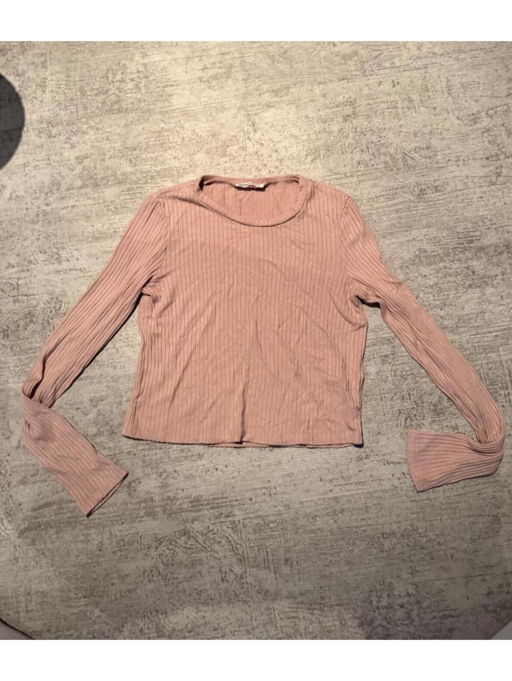 Reformation Dusty Pink Long Sleeve Ribbed Top tshirt S